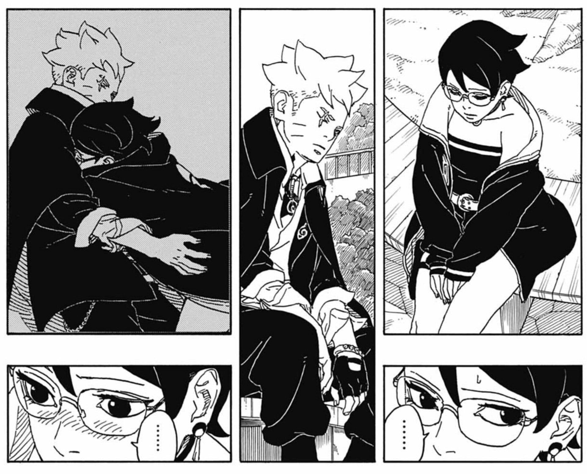 Ikemoto's artstyle featuring Boruto and Sarada (Image via Viz Media)